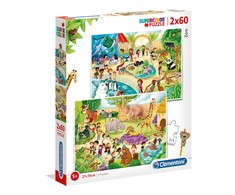 Clementoni Dėlionė 2x60 vnt. - Zoologijos sodas