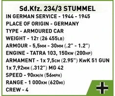 COBI 2288 SD.KFZ BLOKAI. 234/3 STUMMEL TANK Šarvuotas KARINIS AUTOMOBILIS