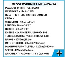 Cobi HC WWII 5721 Samolot Messerschmitt ME 262A-1A 390 kl.