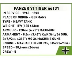 COBI konstruktorius Panzer VI Tiger 131, 1:28, 1275 detalių tankas