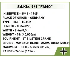 COBI 2281 vokiška transporto priemonė SD.KFZ 9/1 "FAMO