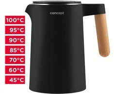 Elektrinis Virdulys - Dviguba Siena 1,5 L Concept Juodas