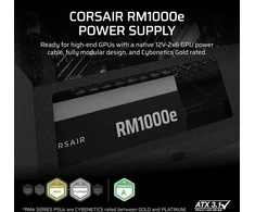 CORSAIR RMe serijos RM1000e 1000 vatų ATX 3.1 PCIe 5.1 Cybenetics Gold sertifikuotas visiškai modulinis maitinimo šaltinis