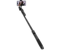 „Crong SelfieGo Ultra“ – aliuminio „Bluetooth“ asmenukių lazdos trikojis (juodas)
