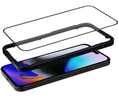 Crong Anti-Bacterial 3D Armor Glass – grūdintas stiklas 9H visam ekranui iPhone 16 Pro + montavimo rėmelis