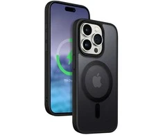 Crong Hybrid Frost MAG Cover - Dėklas iPhone 15 Pro Max MagSafe (juoda)