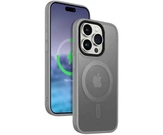 Crong Hybrid Frost MAG Cover - Dėklas iPhone 15 Pro Max MagSafe (pilka)
