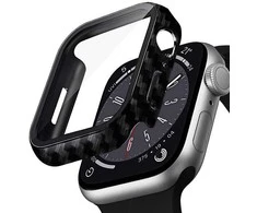 Crong Hybrid Watch Case - dėklas su stiklu skirtas Apple Watch 44mm Carbon