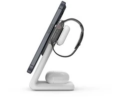 „Crong MagSpot Pivot“ stovas – „MagSafe“ įkroviklis, skirtas „Apple iPhone“, „Apple Watch“ ir „AirPods“ ausinėms, „Snow“ baltos spalvos