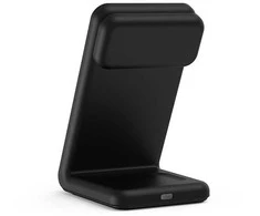 Crong MagSpot Pivot Stand - MagSafe įkroviklis for Apple iPhone, Apple Watch and AirPods Shadow juodos spalvos