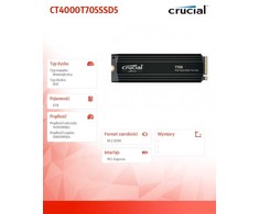 „Crucial T705 M.2 PCI-e 5.0 NVMe 4TB“ radiatorius