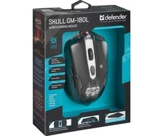 DEFENDER pelė su laidu žaidimams Skull GM-180L juodas,6 buttons, 3200dpi, 52180