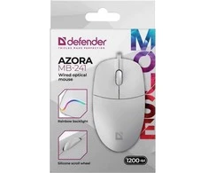 Pelė su laidu DEFENDER AZORA MB-241 RF Baltas 1200dpi 3P
