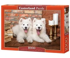 Dėlionė Castorland siūlo samojedų šuniukus „Say Hello“.
