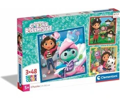 Clementoni Dėlionė 3x48 vnt. - Gabby's Dollhouse