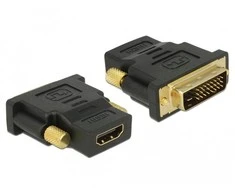 DeLOCK adapteris iš DVI į HDMI, DVI 24 + 1 kontaktas, HDMI 19 pin, auksu padengtos jungtys, juodas / 65466