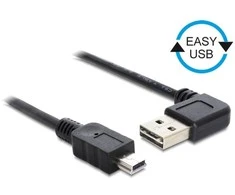 Delock Cable USB mini AM-BM 2.0 0.5m juoda kampu į kairę/dešinę Easy-USB