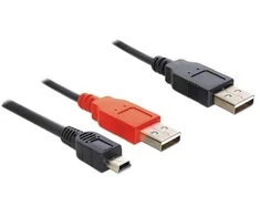 DELOCK 83178 Delock Cable 2 x USB 2.0-A male > USB mini 5 kontaktų. 0,3 m