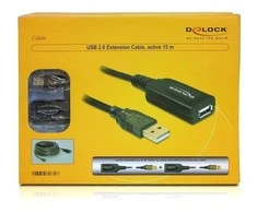 Cable DELOCK 82689 (USB M - USB F, 15m, juodos spalvos)