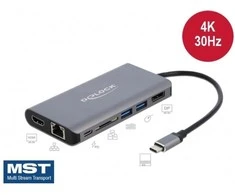 „Delock USB Type-C™“ prijungimo stotelė 4K – HDMI / DP / USB 3.0 / SD / LAN / PD 3.0
