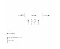 Dicota USB-C 5 viename vaizdo šakotuvas 4K PD 100W