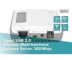 Assmann Electronic DIGITUS 2 prievadų USB 2.0 belaidis daugiafunkcis tinklo serveris 300 Mbps