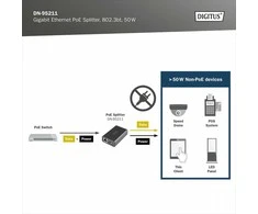 Digitus DN-95211 PoE adapteris Greitas eternetas, Gigabitinis eternetas 48 V