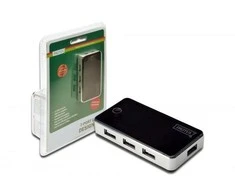 Assmann Electronic DIGITUS USB2.0 Hub 7 prievadų 7xUSB A/F 1xUSB mini su įsk. maitinimo 5V DC 3,5A ir USB laidas juodas