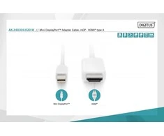 Assmann Electronic ASSMANN DisplayPort Adapteris Cable Mini DP - HDMI Type A St / St 2.0m DP 1.2 HDMI 2.0 4K / 60Hz CE mes