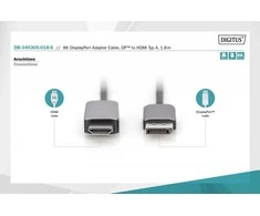 Digitus DB-340305-018-S vaizdo kabelio adapteris 1,8 m DisplayPort HDMI Juoda