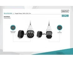 Automobilių įkrovimo kabelis Digitus Taip21- Taip2, 1- fazė 230V, 32A, 7.4kW, 5m (DK- 1P32- 050)