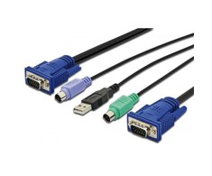 Assmann Electronic DIGITUS KVM laidas PS2 ir USB konsolėms su KVM 1xHD-15/M 1xVGA HD-15/M 2xPS2 1x USB 3m