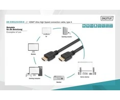 Assmann Electronic Assmann elektroninis ASSMANN jungiamasis kabelis HDMI Ultra HighSpeed Ethernet 8K 60Hz UHD tipas HDMI A/HDMI A M/M 3m
