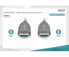 Assmann Electronic ASSMANN HDMI AOC Hibridinio pluošto prijungimo kabelis Tipas A M/M 30m UHD 8K60Hz CE auksinis bl