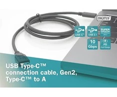 Assmann Electronic ASSMANN USB Type-C jungiamasis kabelis Type C iki AM/M 1,0m visas funkcijas Gen2 3A 10GB 3.1 Version CE bl