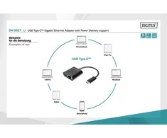 Assmann Electronic Assmann elektroninis DIGITUS USB Type-C Gigabit Ethernet adapteris su maitinimo tiekimo palaikymu