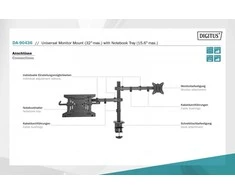 Digitus Skaitmenas | Stalo laikiklis | DA-90436 | Pakreipimas, pasukimas, aukščio reguliavimas, pasukimas | Maksimalus svoris (talpa) 9kg | Juodas