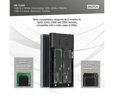 Assmann Electronic DIGITUS USB M.2 NVMe Clonestation SSD NVMe 20Gbits USB 3.2 Gen2 aliuminio be įrankių