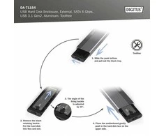 Digitus USB M.2 kietojo disko korpusas, SSD, išorinis, SATA, 6Gbps, USB 3.1 Gen2 | DA-71154