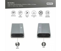 Digitus USB M.2 kietojo disko korpusas, SSD, išorinis, NVMe, 10Gbps, USB 3.1 Gen2 | DA-71120-1