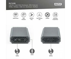 „Assmann Electronic DIGITUS USB M.2“ kietojo disko korpusas SSD išorinis NVMe 40Gbps USB 4.0 aliuminis be įrankių