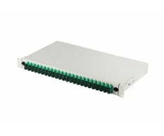 Art Assmann Electronic DIGITUS Šviesolaidinis jungiklis / FO patch panelis su įranga 19inch 1U 24x SC APC dx OS2 pigtails dėklo adapteriai pilkas