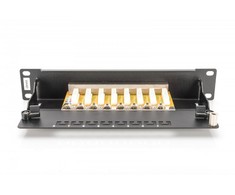 Assmann Electronic DIGITUS CAT 6 E klasės skydelis ekranuotas 8 prievadų RJ45 8P8C LSA 1U 254 mm (10 colių) Rack Mount spalva juodas RAL 9005