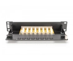 Assmann Electronic DIGITUS CAT 6 E klasės skydelis ekranuotas 8 prievadų RJ45 8P8C LSA 1U 254 mm (10 colių) Rack Mount spalva juodas RAL 9005