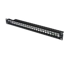 Assmann Electronic DIGITUS Patch Panel Case 1U Keystone Module 24-Port 19Inch RJ45 ir LWL moduliui juodas RAL 9005