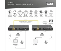 Digitus | 4K HDBaseT HDMI KVM Extender Set, 150 m | DS-55526