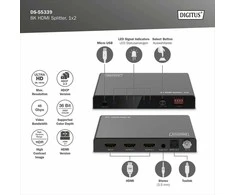 Digitus 8K HDMI Splitter, 1x2 | DS-55339 | Juodas