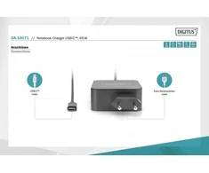 Digitus Skaitmenas | Nešiojamojo kompiuterio įkroviklis USB-C Maitinimo šaltinis 65W PD3.0 | DA-10071 | Maitinimo kabelis