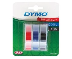 DYMO 3D Juostelės Mechaniniams Etikečių Spausdintuvams 9mm x 3m / raudona/mėlyna/juoda (S0847750)