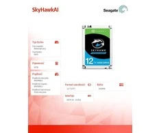 „SEAGATE“ stebėjimo dirbtinio intelekto „Skyhawk“ 12 TB kietasis diskas SATA 6 Gb/s 256 MB talpykla 8,9 cm 3,5 colio CMR helio juodas